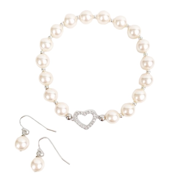 Bracelet & Earrings Set Genuine Mother of Pearl Wedding Creamy White - Picture 1 of 7